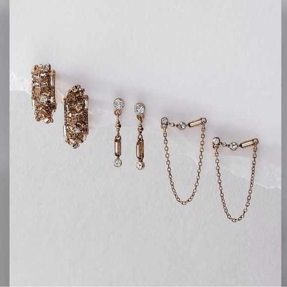 Free People Crystal Hoop Earrings Set❤️ - Picture 3 of 4